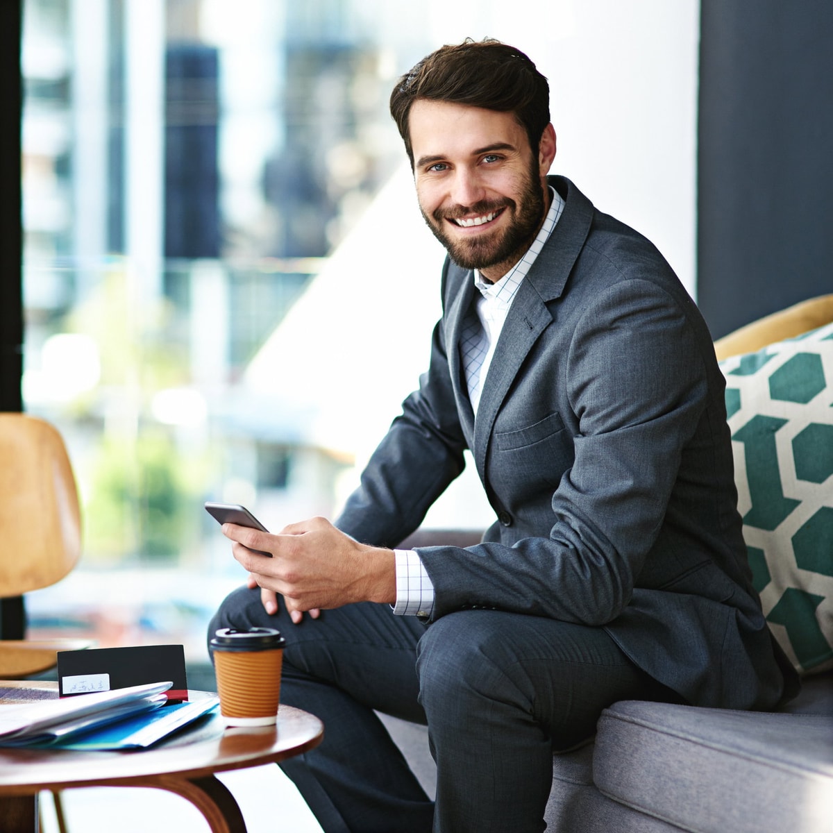 Business professional using mobile broadband