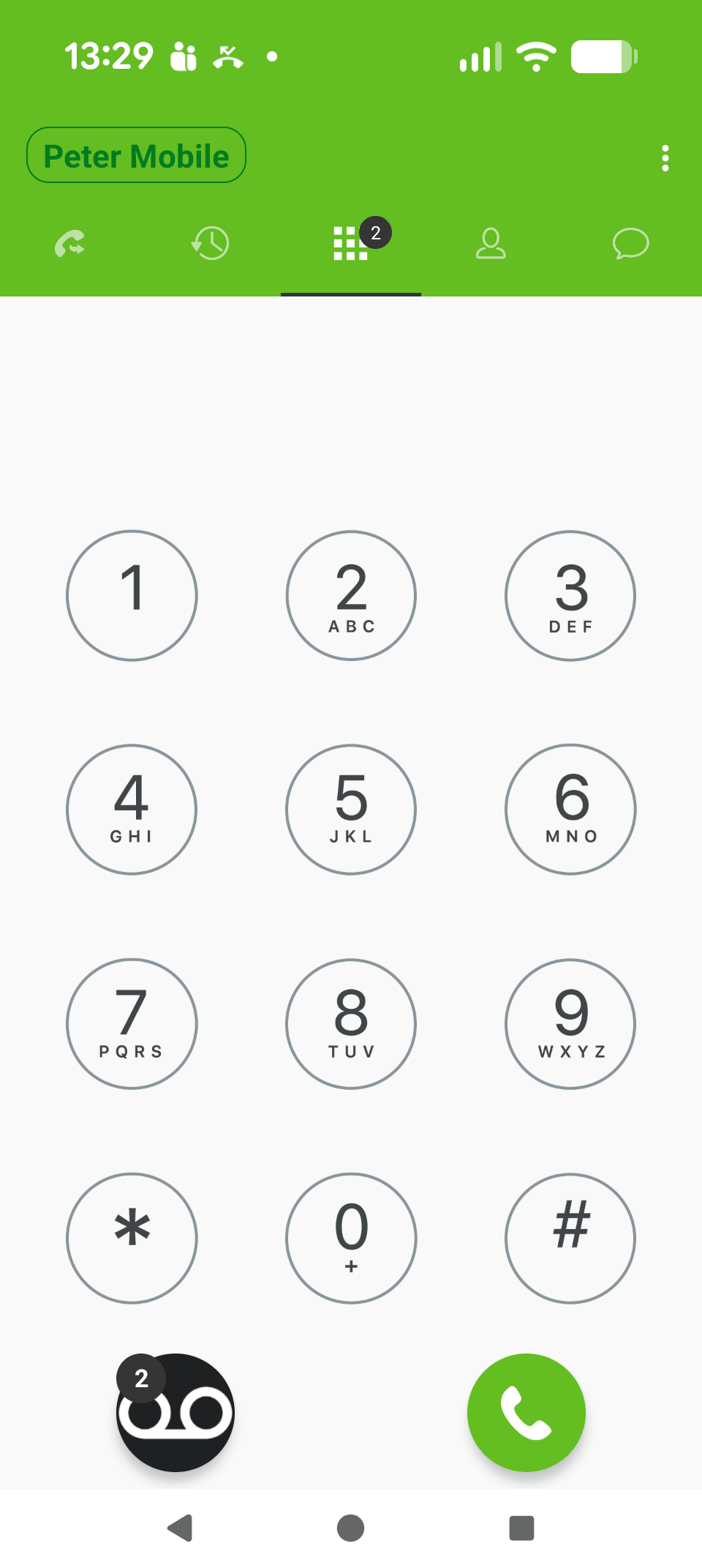 Mobile phone with VoIP app keypad